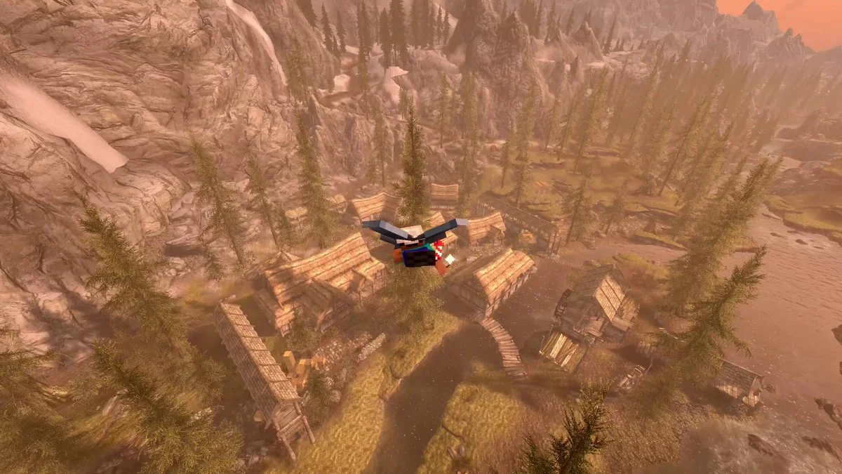 A Skyrim valley in the Minecraft crossover showcase